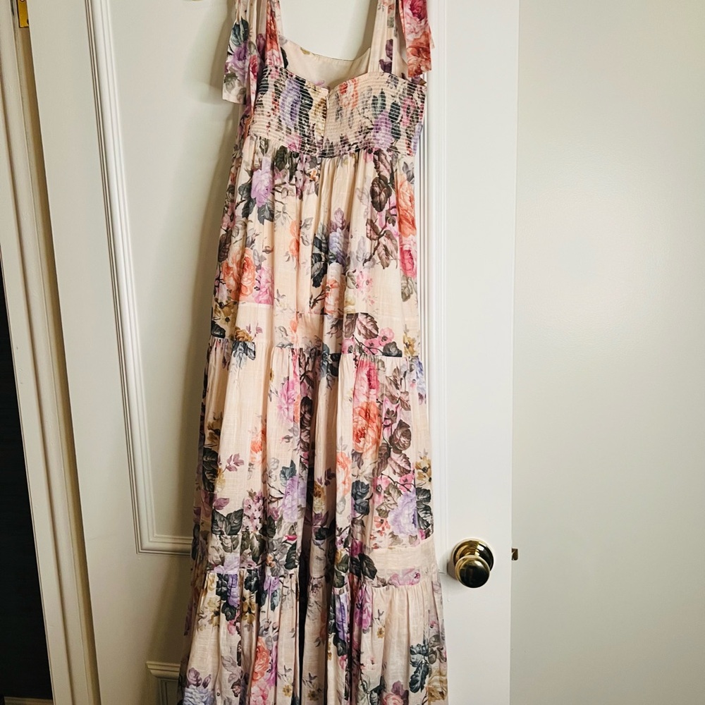 Zimmermann Floral Tiered Maxi Dress in White and Pink - Picture 6 of 9